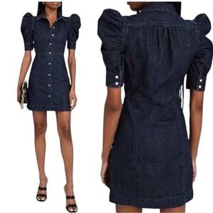 Frame Denim | Dark Wash “Gillian” Denim Button-Down Dress, Sz L